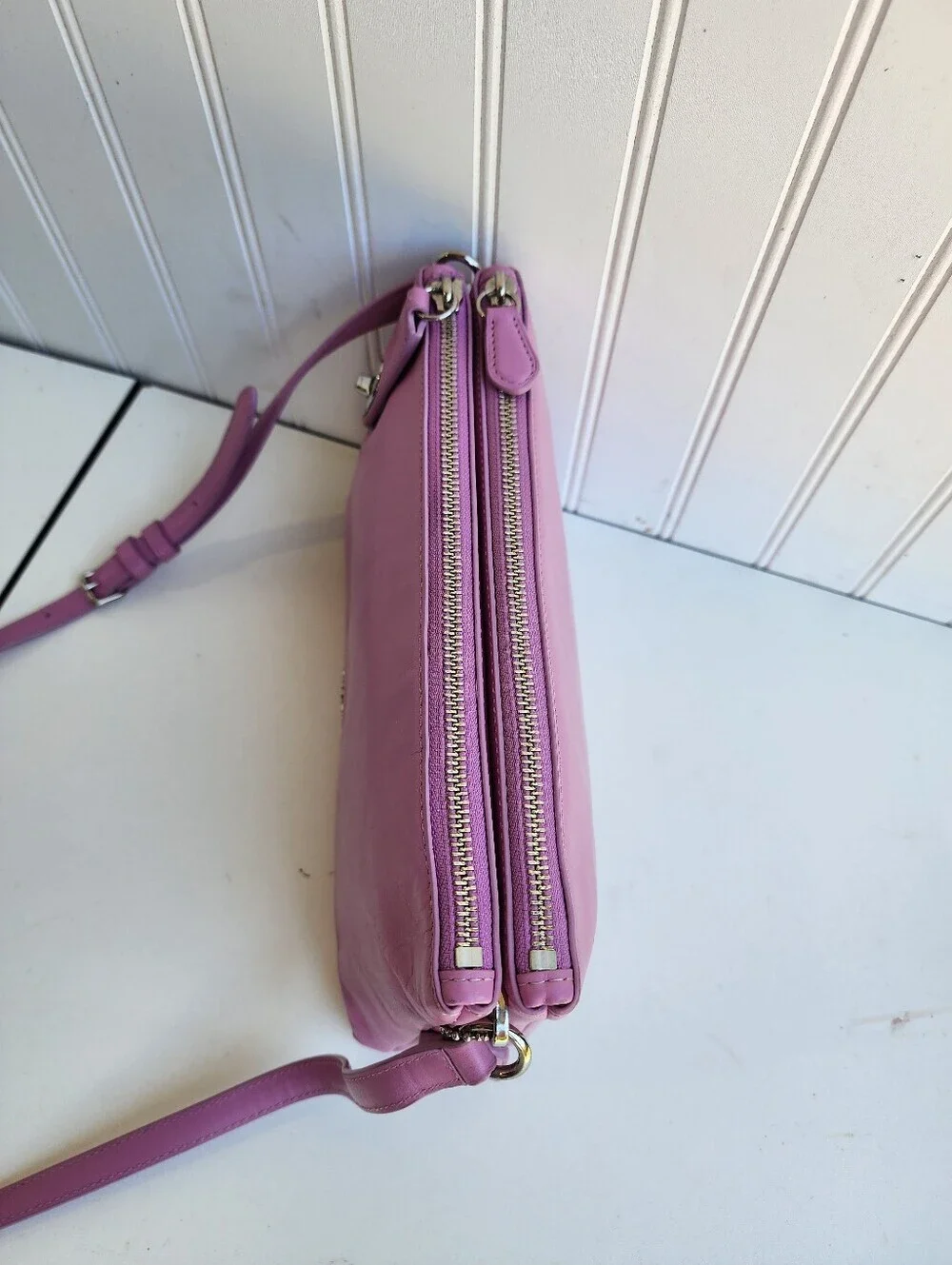 Coach Crosby Crossbody Bag Double Zip Pink Calf Leather 10